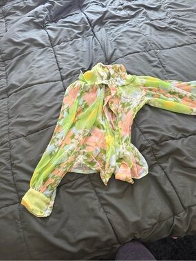 Alice Stuart vintage  Blouse in Lime Green and Peach